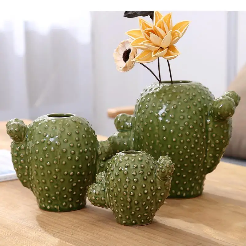 

cactus vase ceramic flower pot Simulation plant handicraft ornaments Orb Home Decoration