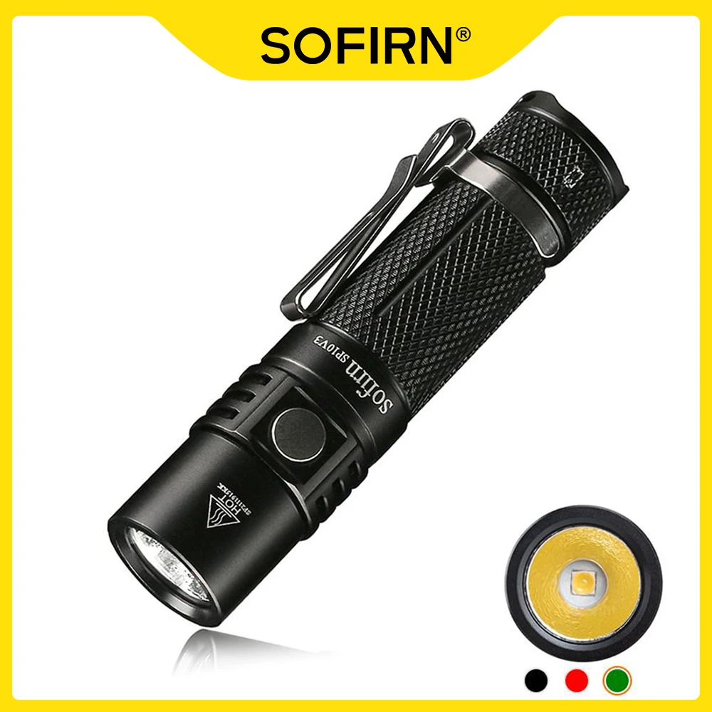 sofirn mini led lanterna impermeavel lanterna luz de bolso sp10 v30 14500 aa lh351d 90 cri alto 5000k 1000lm max mini 01