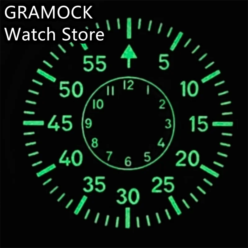 GRAMOCK 29mm Pilot Dial Green Dial Green Luminous Fit NH35 ETA2824 2836 PT5000 Mingzhu DG 2813 Miyota 8205 8215 821A Movement