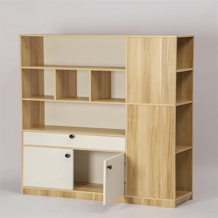 JIAMUJIA 2021 Popular MDF Simple Designs Library Furniture Office Living Room Wood Modern House Drawer Wooden Bookcase Bookshelf