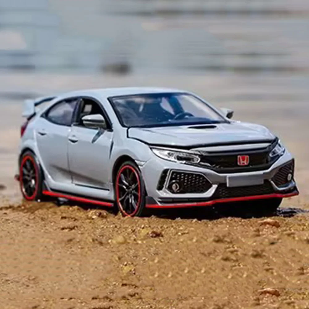 1:32 Honda Civic type-r alliage modèle voitures moulé sous pression jouets roue retirer voiture avec musique légère véhicule Miniature enfants Festival cadeaux