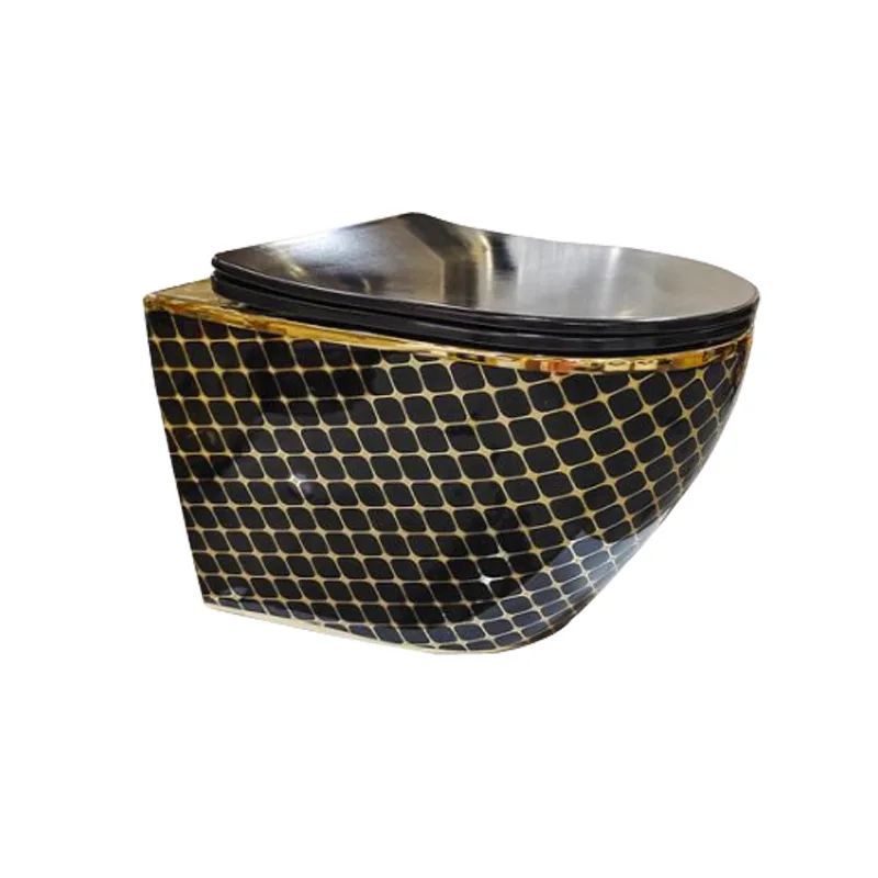 Hanging toilet, gold wall-mounted toilet, colored horizontal row hanging toilet, hidden water tank toilet electroplating gold