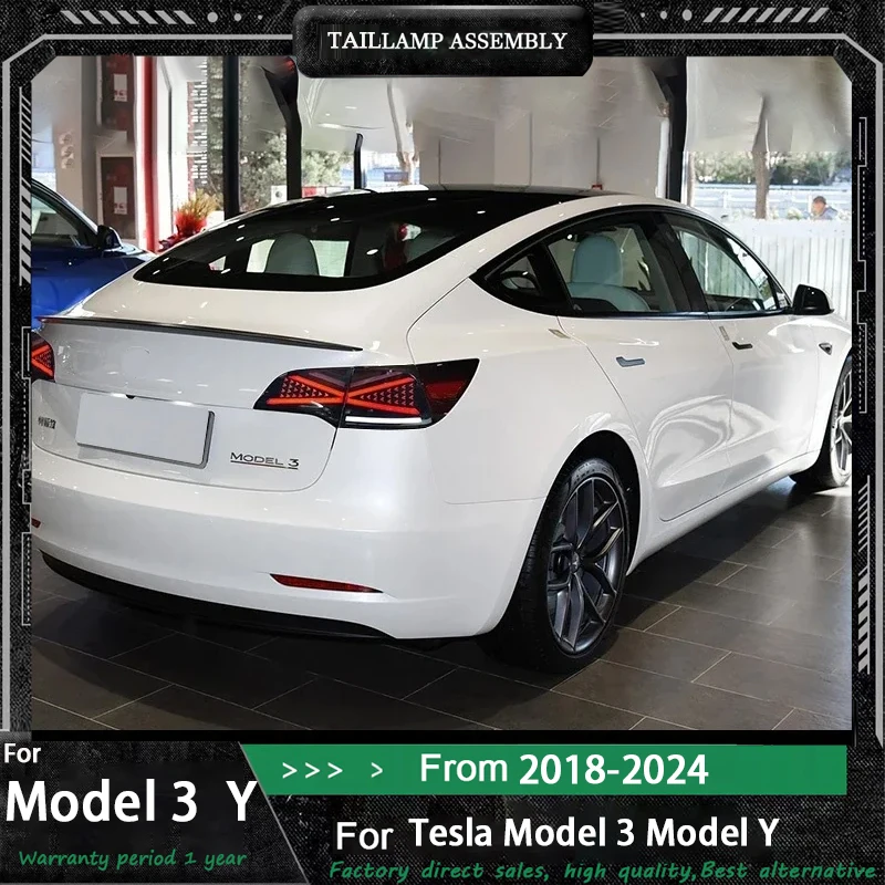 Car Lights For Tesla Model 3 Taillights 2019-2024 Model Y LED Tail Lamp Dynamic Turn Signal Light Car Taillights Assembly