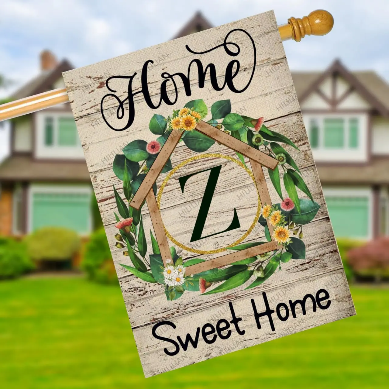 Spring Monogram Letter Z Garden Flag 28x40 Inch Vertical Double Sided, Floral Home Sweet Home Flag for Yard Spring Summer Bu ZZM
