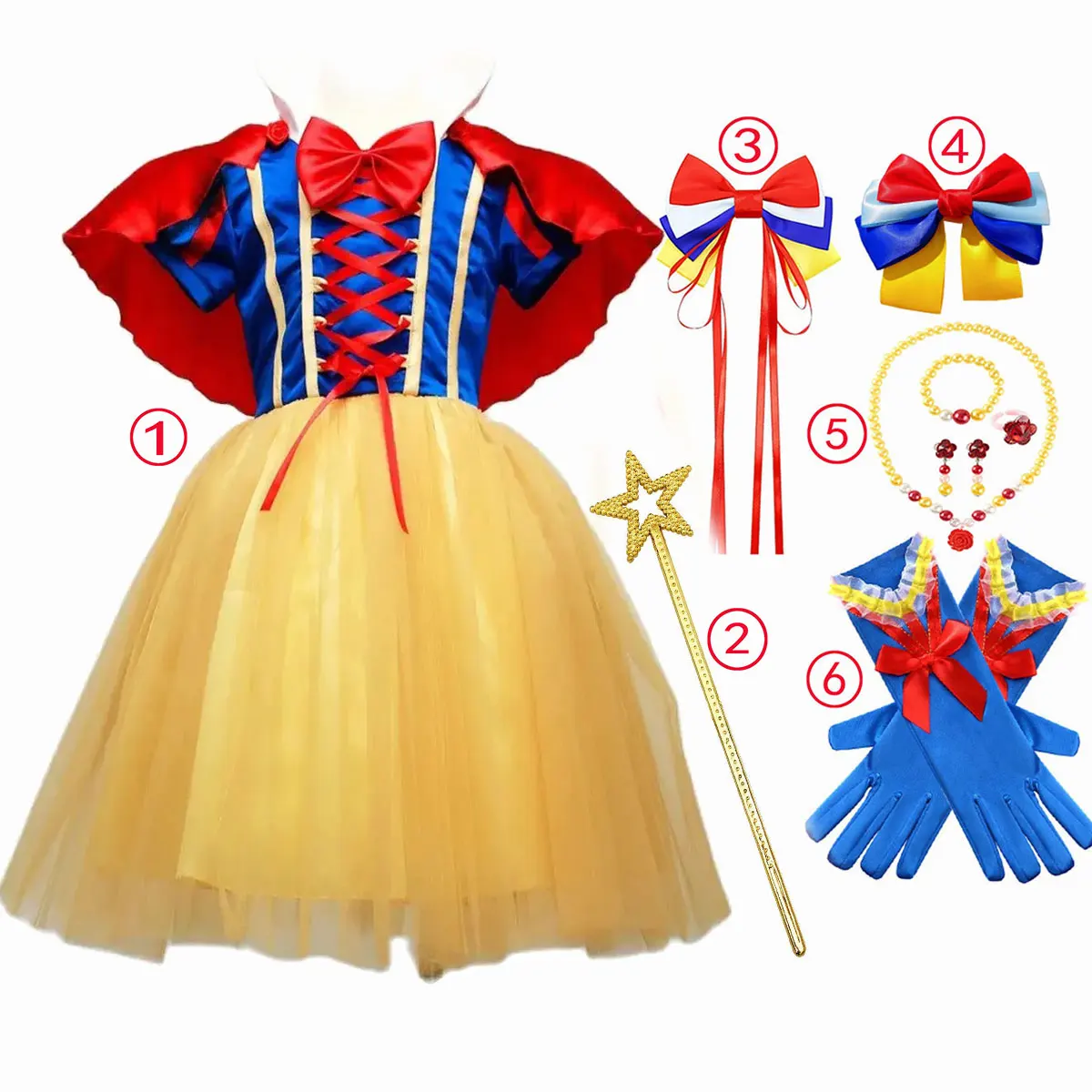 

Hallowen Snow White Costume Dress for Girl Little Girl Halloween Apparel Child Birthday Party Kid Princess Cosplay Ball Gown