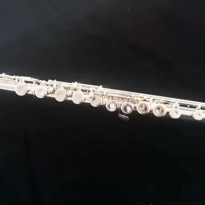 16 & 17 Holes Closed Hole C Key Silver Plated Woodwind Flute Musical Instrument For Music Lover Beginner Band Rehearsal Practice
