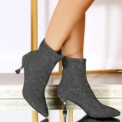 Sexy Pointed Toe Thin Heels Women Ankle Boots 2023 Autumn Fashion Women's Shoes Stretch High Heel Boots Ladies Party Sock Boots