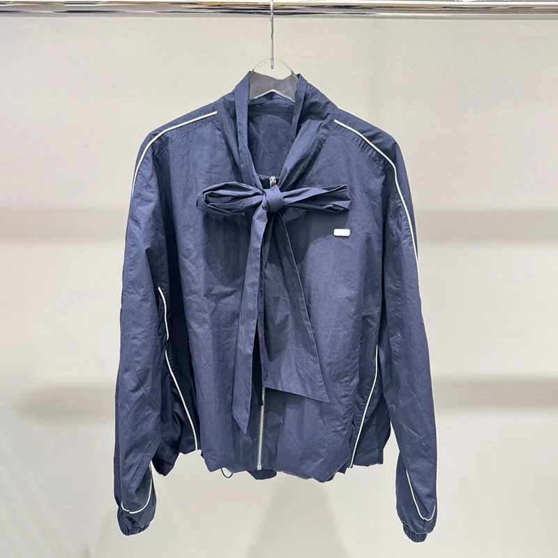 

Повседневная свободная куртка на молнии с цветными блоками и спортивным дизайном для женщин, осенняя новинка, высококачественная женская мода от Nu