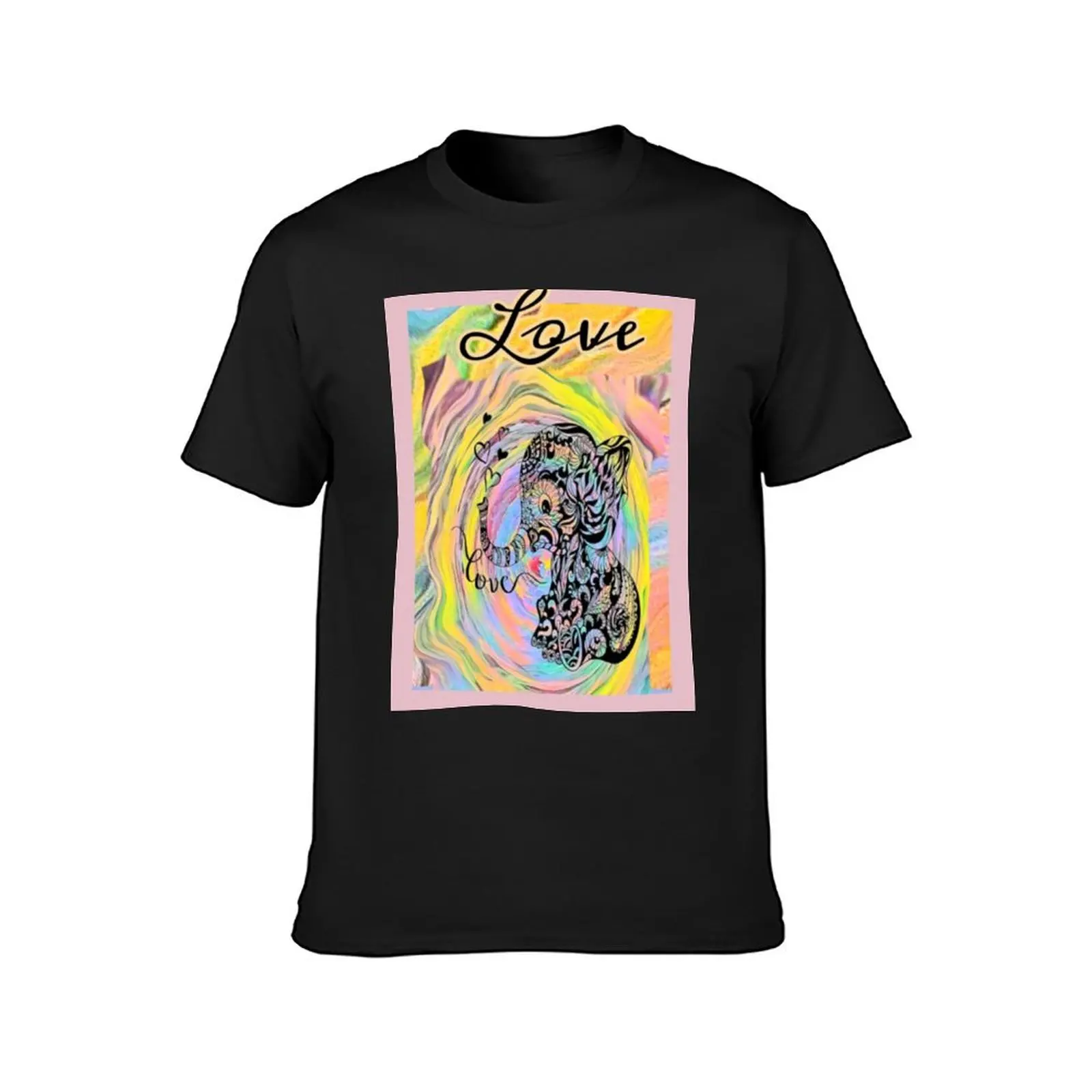 Love _ + an elephant. Border. Mandela over swirl T-Shirt plus sizes cute tops mens workout shirts