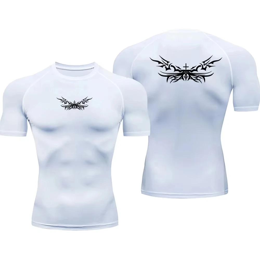 Men's Anime Compression Shirt Quick Dry Gym Fitness T-Shirt Elastic Athletic Undershirts Summer Autumn ZY00155
