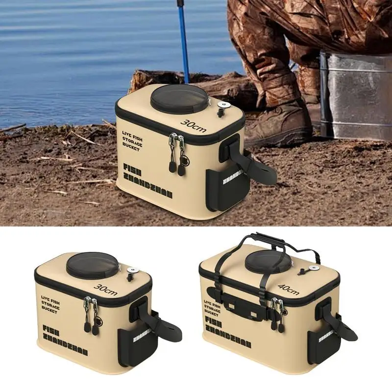 Fishing Bucket Multi-Functional Live Fish Bait Bucket Fish Live Container Box Protection Bucket Foldable Fishing Bag For Kids