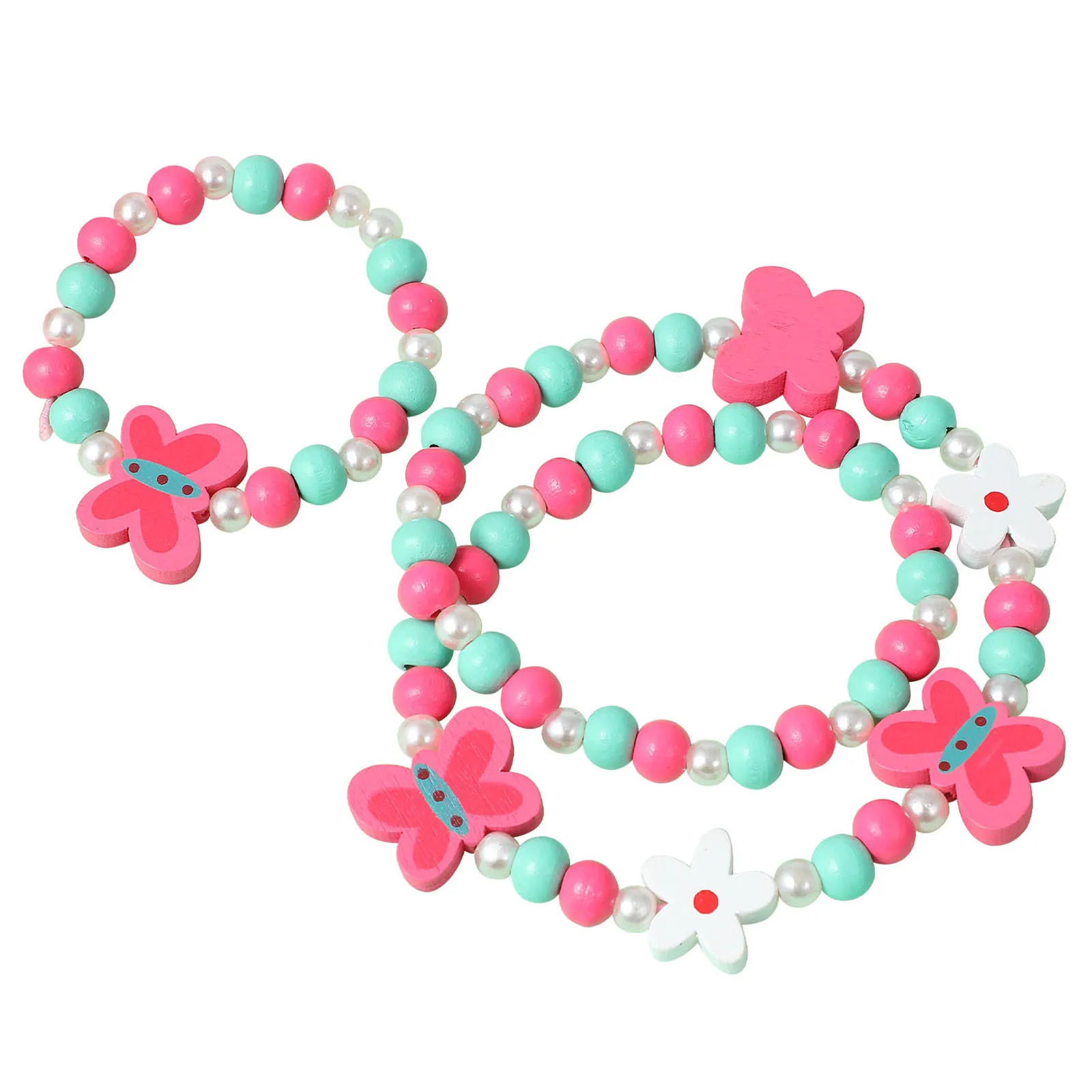 2-teiliges Halsketten- und Armband-Set aus Holzperlen, hochwertig, handgefertigt, sicher, gratfrei, Kinderschmuck, lustige Partygeschenke, trendige Accessoires