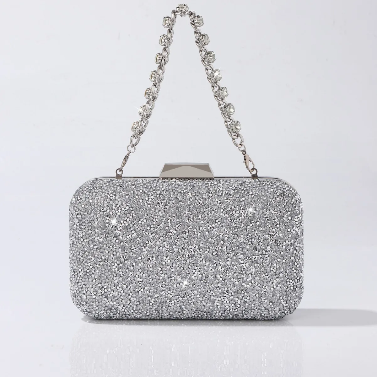 

Shining Silver Drill Dinner Evening Bags For Women 2025 Banquet Party Chain Handbags Small Clutch Prom Shoulder Bag Crossbody