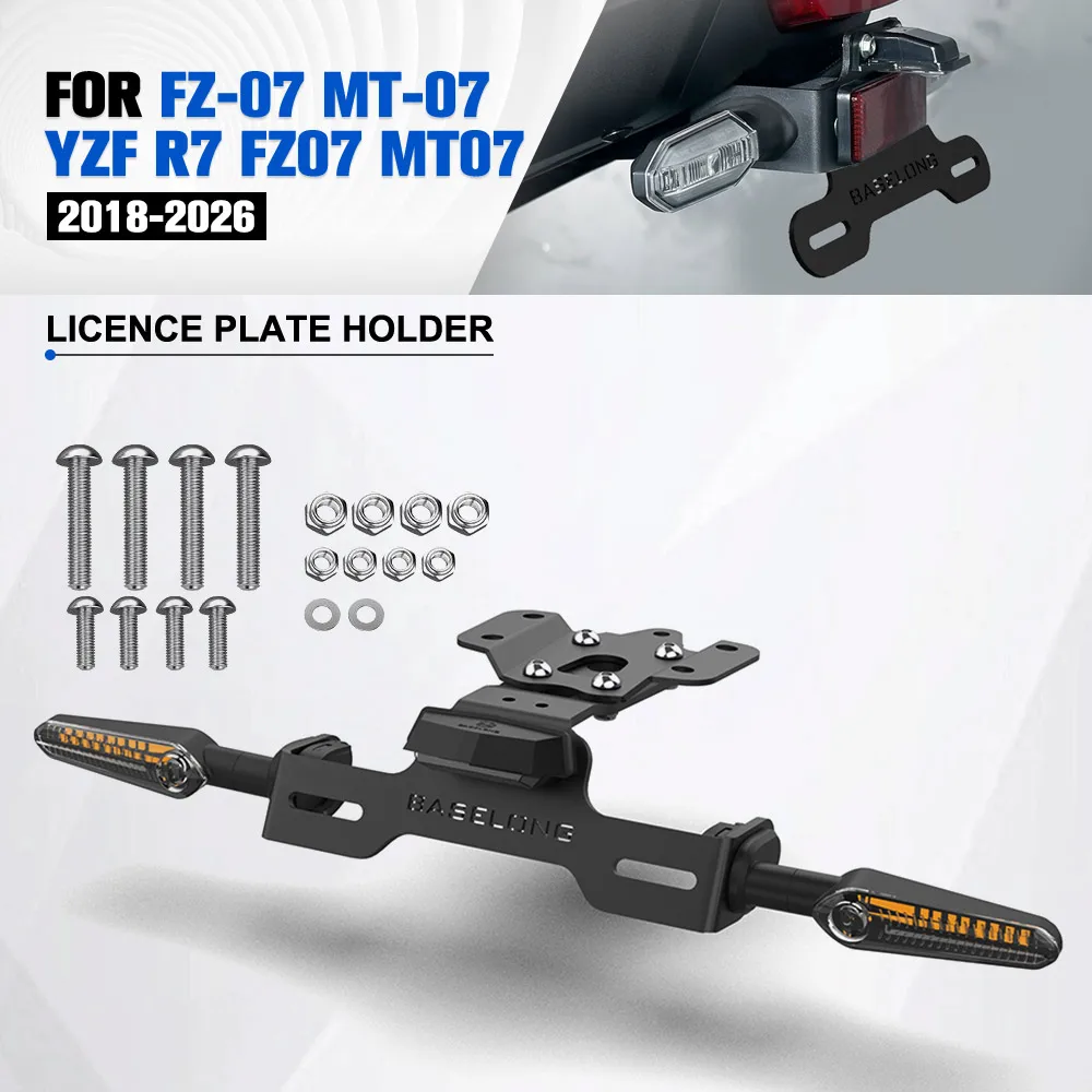

For Yamaha FZ-07 MT-07 YZF R7 Led License Plate Holder And Turn Signal Light Set FZ07 MT07 2018-2026 Motorcycle Accessories New