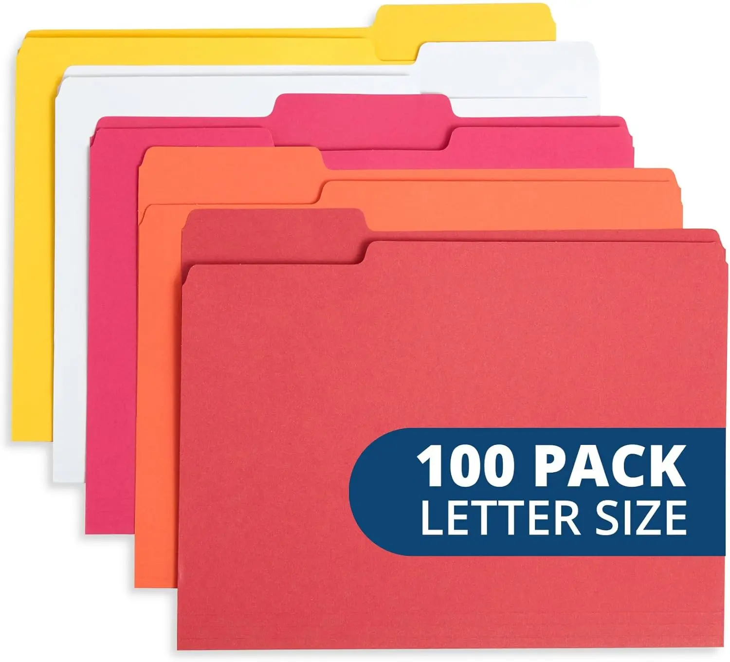 

100 Warm Tones File Folders, 1/3 Cut Tab, Letter Size, Assorted Colors, Great for Organizing and Easy File Storage