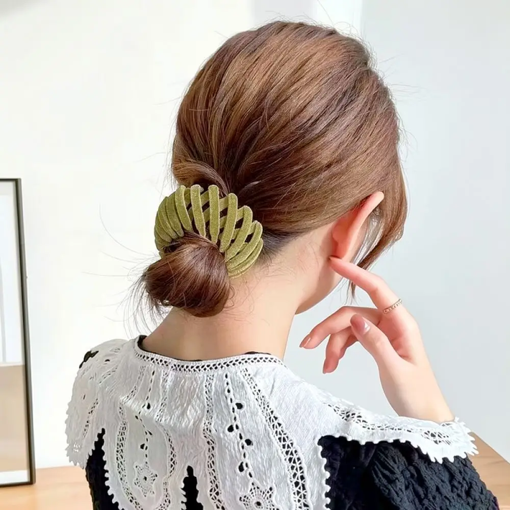 Minimalist Flocking Bird Nest Ponytail Clip Geometric Bun Maker Elegant Hair Claw Fashionable Styling Tool For Daily