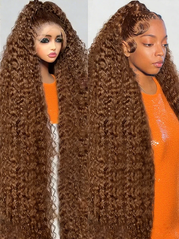 

30-40-дюймовый парик из натуральных волос, шоколадно-коричневый, глубокая волна, 13x4, с кружевной передней частью, 250% плотность, кудрявый, 13x6 HD, парик с кружевной передней частью для чернокожих женщин