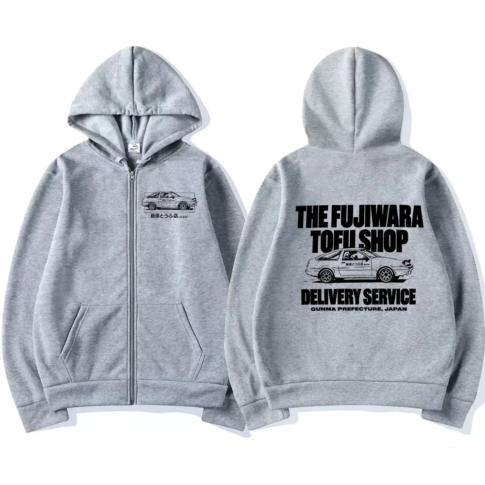 Anime Initial D Drift AE86 Takumi Fujiwara Tofu Shop JDM Auto Reißverschluss-Hoodies Herren Damen Kleidung Zip-Up Sweatshirts Jacken Mantel – Detail 4