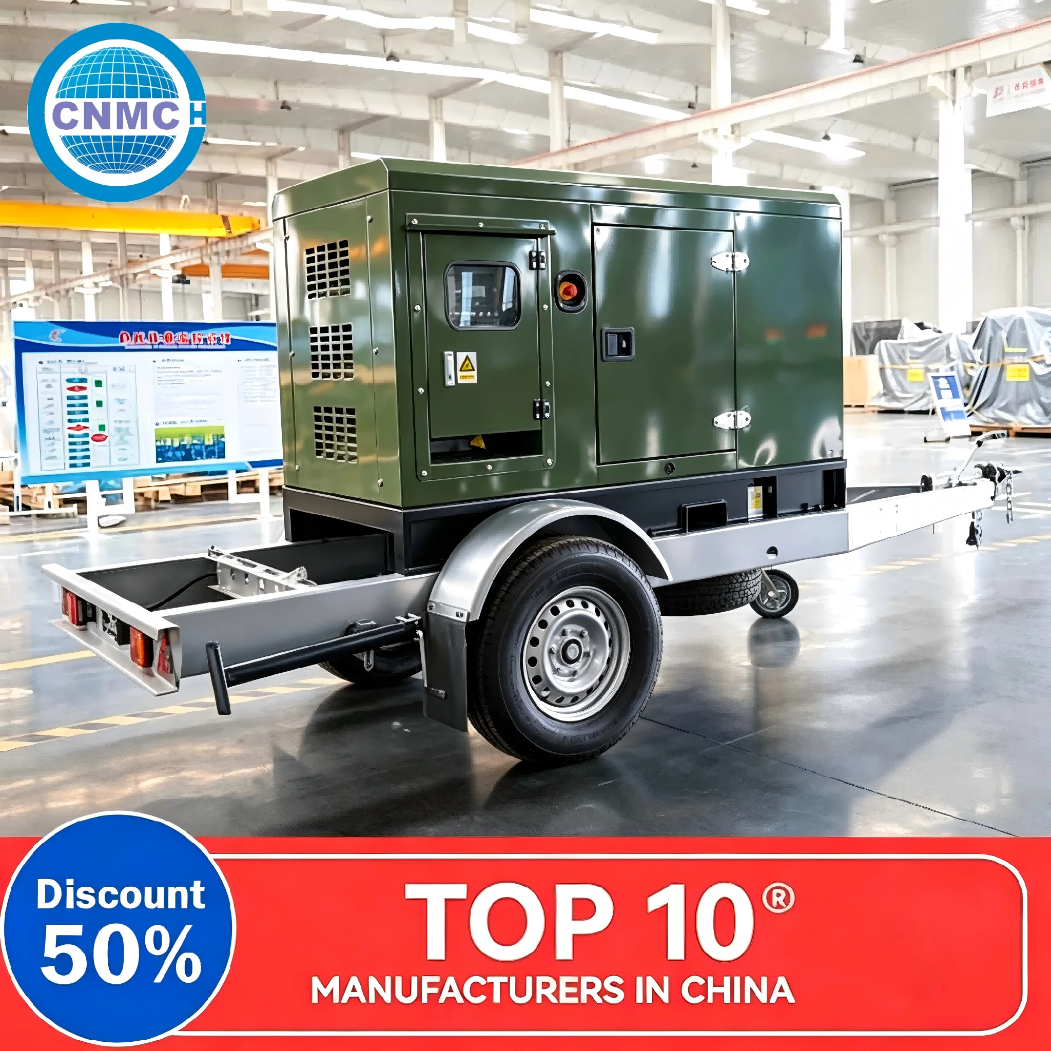 30kw 50kw 80kw 100kw Trailer Type Silent Diesel Generator Customizable Generator Emergency Power Supply Industrial Commer Use