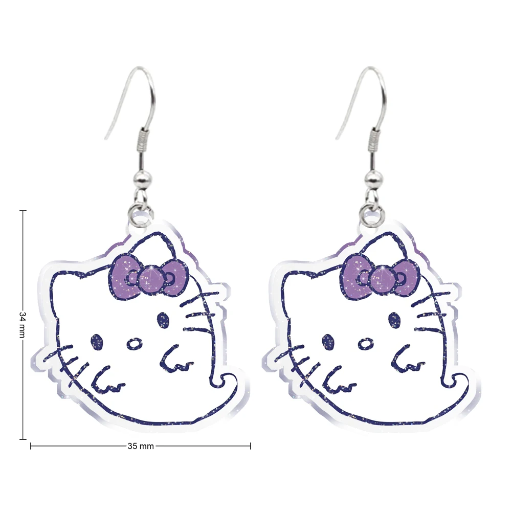 Boucles d'oreilles Halloween Sanurgente Hello Kitty Melody pour enfants, boucle d'oreille à paillettes transparentes mignonnes, pendentif à crochet, accessoires de bijoux pour filles, cadeau pour enfants