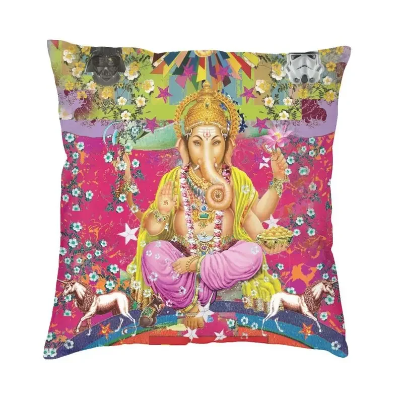 Modern Ganesha Hindu God Cushion Cover Velvet Elephant Goddess Throw Pillow Case Living Room Decoration Pillowcase