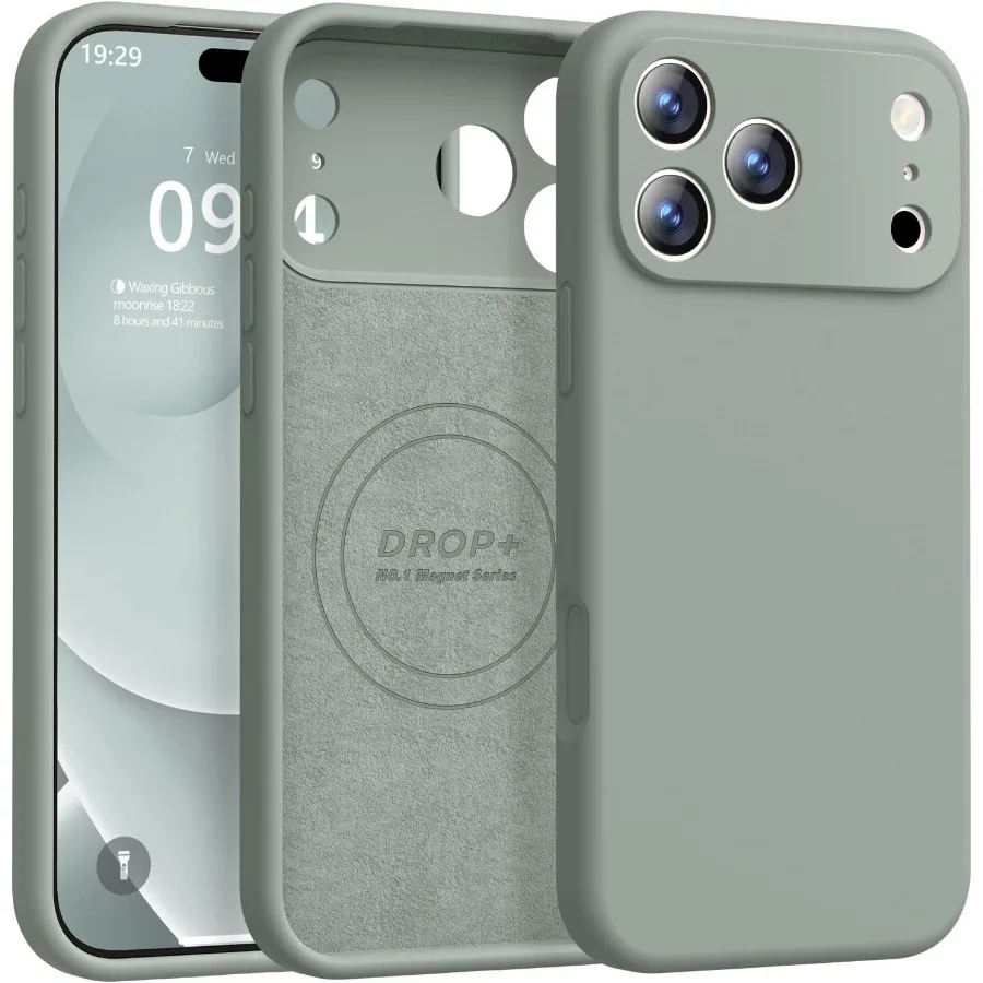 حافظة مغناطيسية لهاتف آيفون 17 برو ماكس 6.9 بوصة مع Magsafe Compatibility Premium سيليكون ساتان ناعم الملمس Slim Shockpro