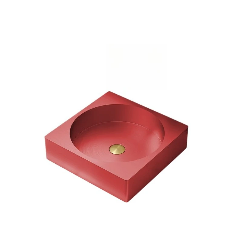 

Высококачественная металлическая красная, белая столешница из нержавеющей стали, раковина для мытья рук в отеле, художественная раковина