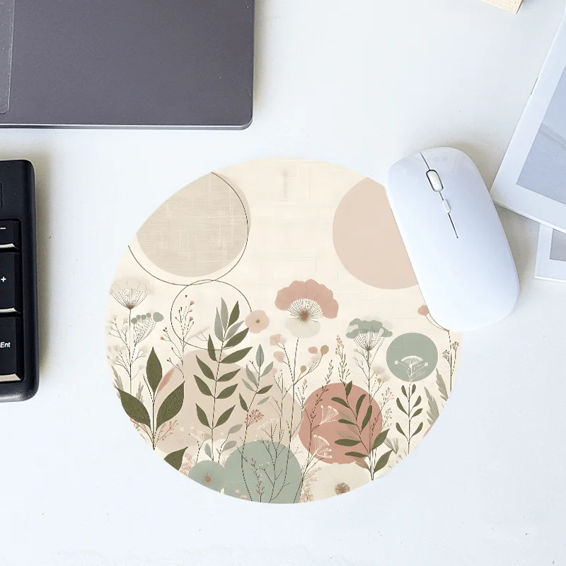 Circular Plant Flower Small Desk Pad Non-Slip Rubber Laptops Offices Mouse Pad Carpet Accessories Mousepad Desk Decorating