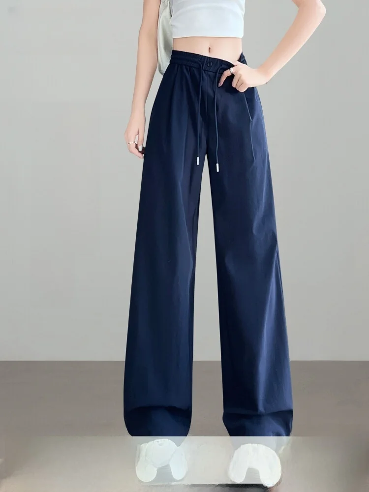 

Спортивные брюки Qui Dry Ice Silk, женские удлиненные спортивные брюки с высокой талией и широкими штанинами, тонкая версия, свободные летние спортивные брюки