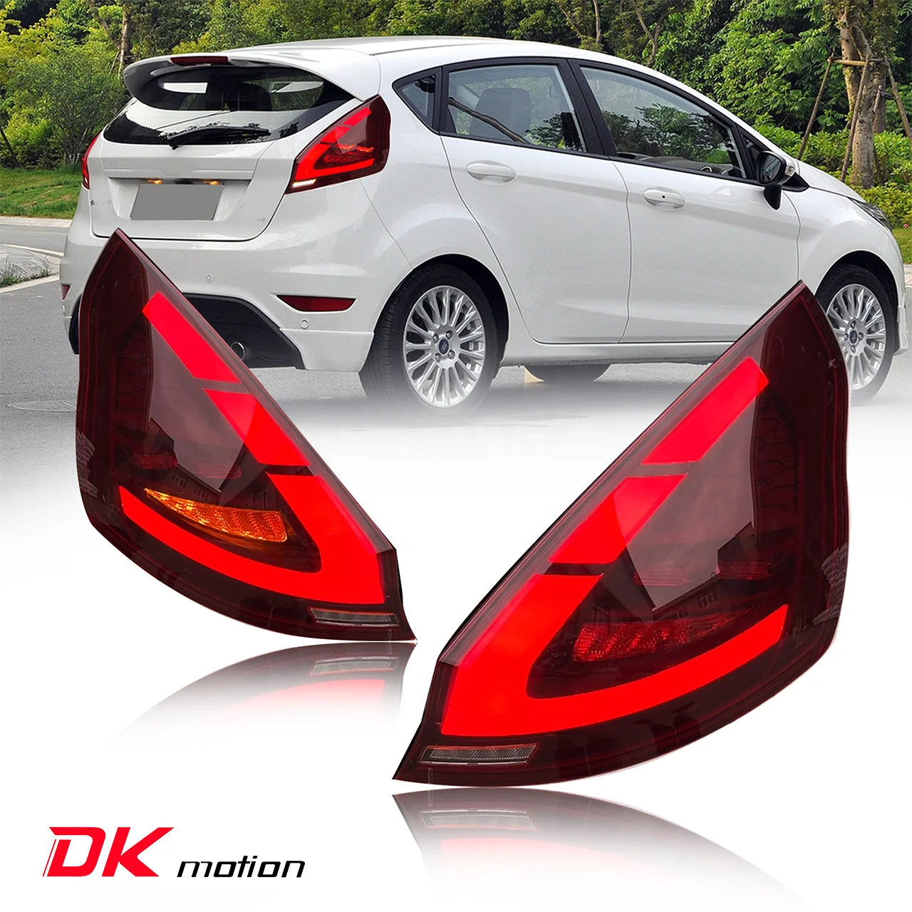 DK Motion Factory LED Tail Lamp Taillights Sequential Turn Signal Rear 2009 - 2015 Tail Light For Ford Fiesta Lamps