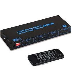 4K 60Hz HDMI Matrix Switch 4 in 4 out Matrix HDMI 2.0 Switcher Splitter Selector 4x4 Support EDID HDR10 HDCP2.2 for PC Loptop TV