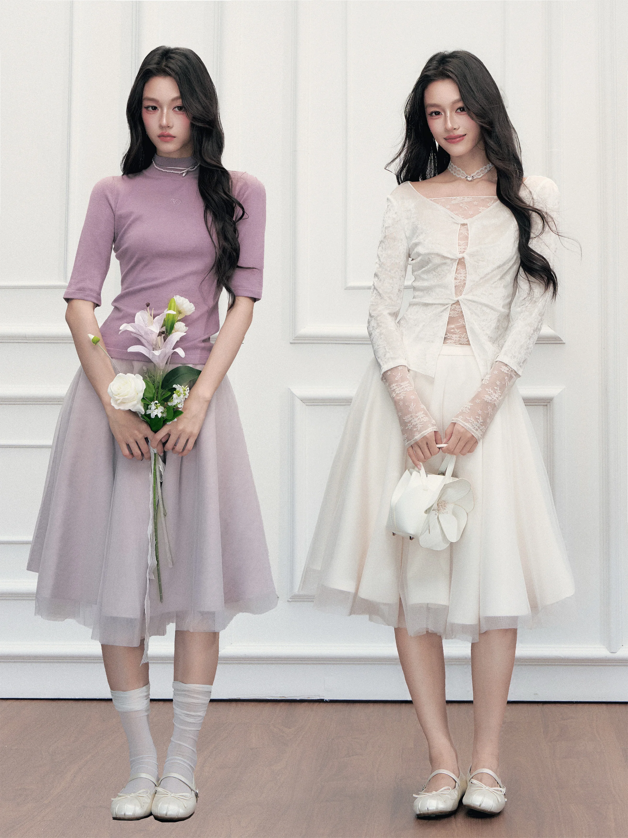 Fragile Heart Korean Style High Waist Puffy Half Skirt Mesh Long Skirt Breathable Skin-Friendly Daily Wear A-Line Skirt