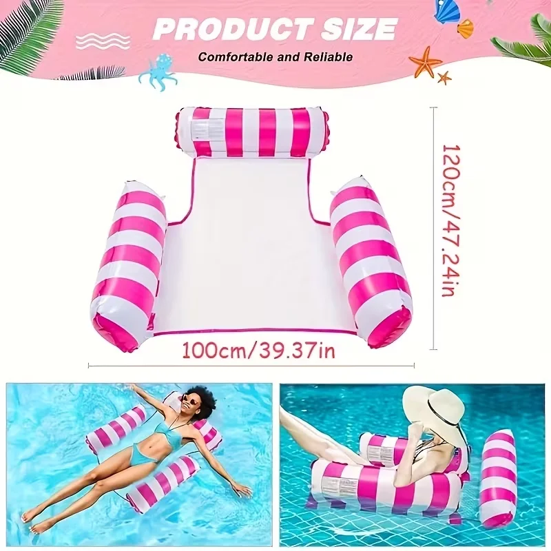 Inflatable Water Hammock Pool Float Chair Lounge Bed |   Floating Swim Mattress Recliner for Adults Beach Lake Summer Water Toy