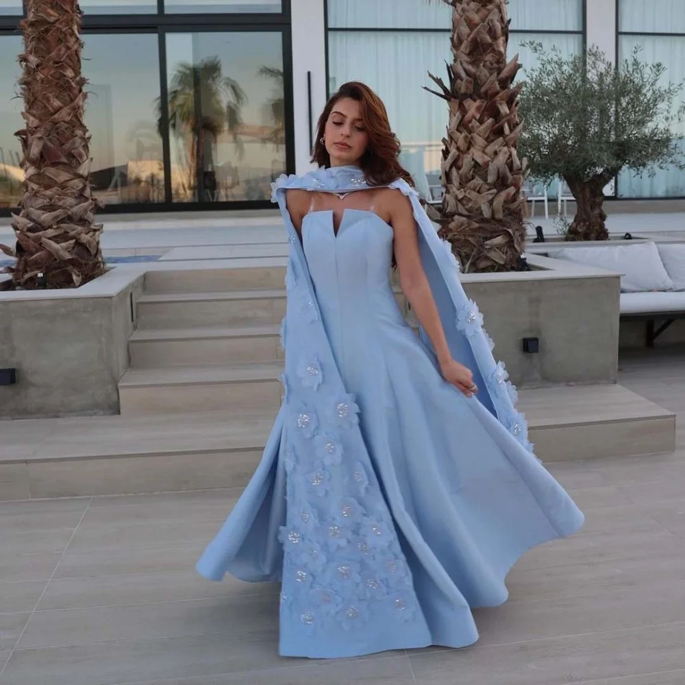 

Customized Exquisite A-line Evening Dress Charming Beading Prom Dress Sexy Strapless Flower Party Gown فساتين سهرة فخمة 2025