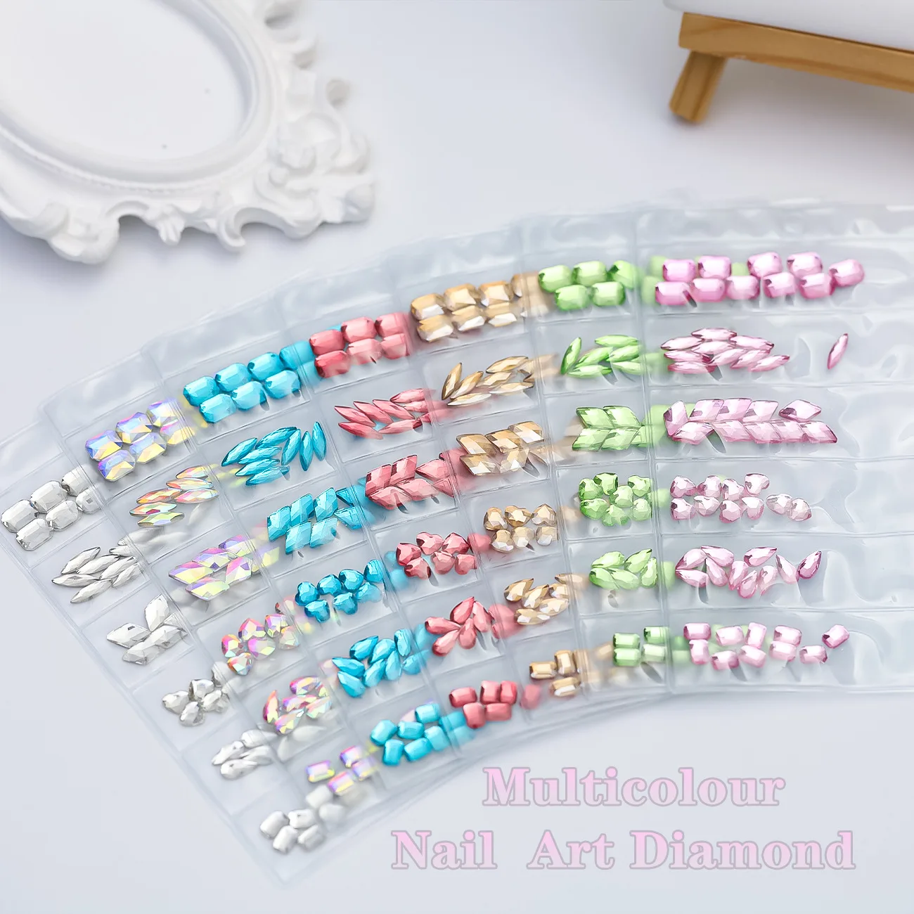 60PCS Mixed 6 Shapes Flatback 3D Nail Art Rhinestones Crytals Gem Stone For Nails Decoration Supplies Manicure Accessories 