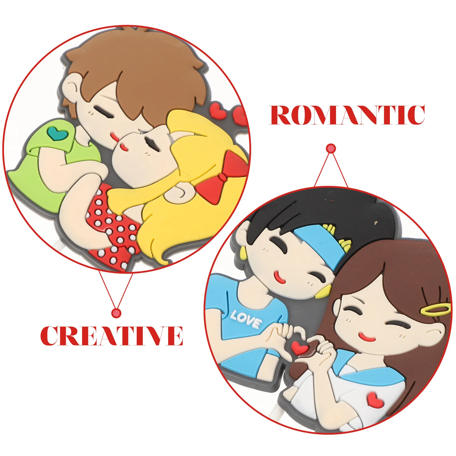 

4Pcs Creative Couple Cake Decorations Cake Picks Valentines Wedding Party Birthday Cupcake Toppers Cupcake Toppers