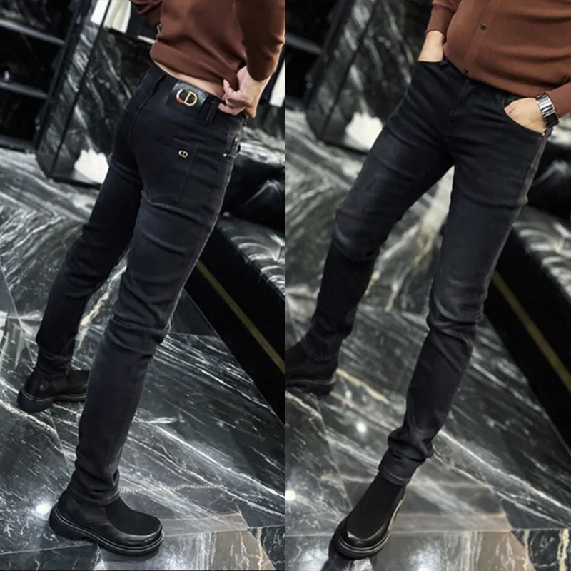 

Bla Slim Fit Men's Jeans Elastic Casual Pants Faionable Trendy Brand High Elastici Autumn Winter New Arrival