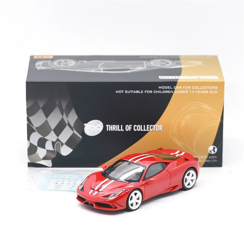 TOC X EDM X AHandofGod 1:64 458 Rosso Corsa White Stripe Limited500 Alloy Vehicle Collectible Car Model