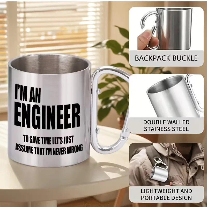 1pc 10oz Coffee Mug, 304 Stainless Steel, Suitable for Restaurants and Business Occasions, Perfect for Home, Office and Travel U