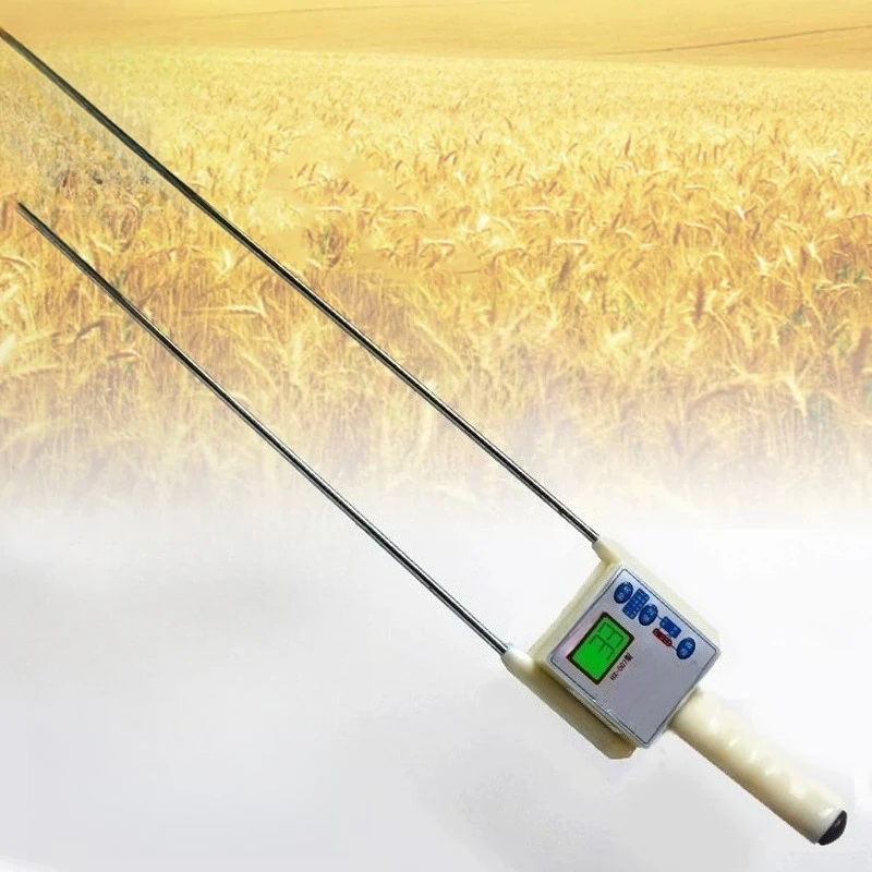 Portable Grain Moisture Tester with Double Probe, Seed Humidity Detector for Wheat Corn Soybean Rapeseed Cotton