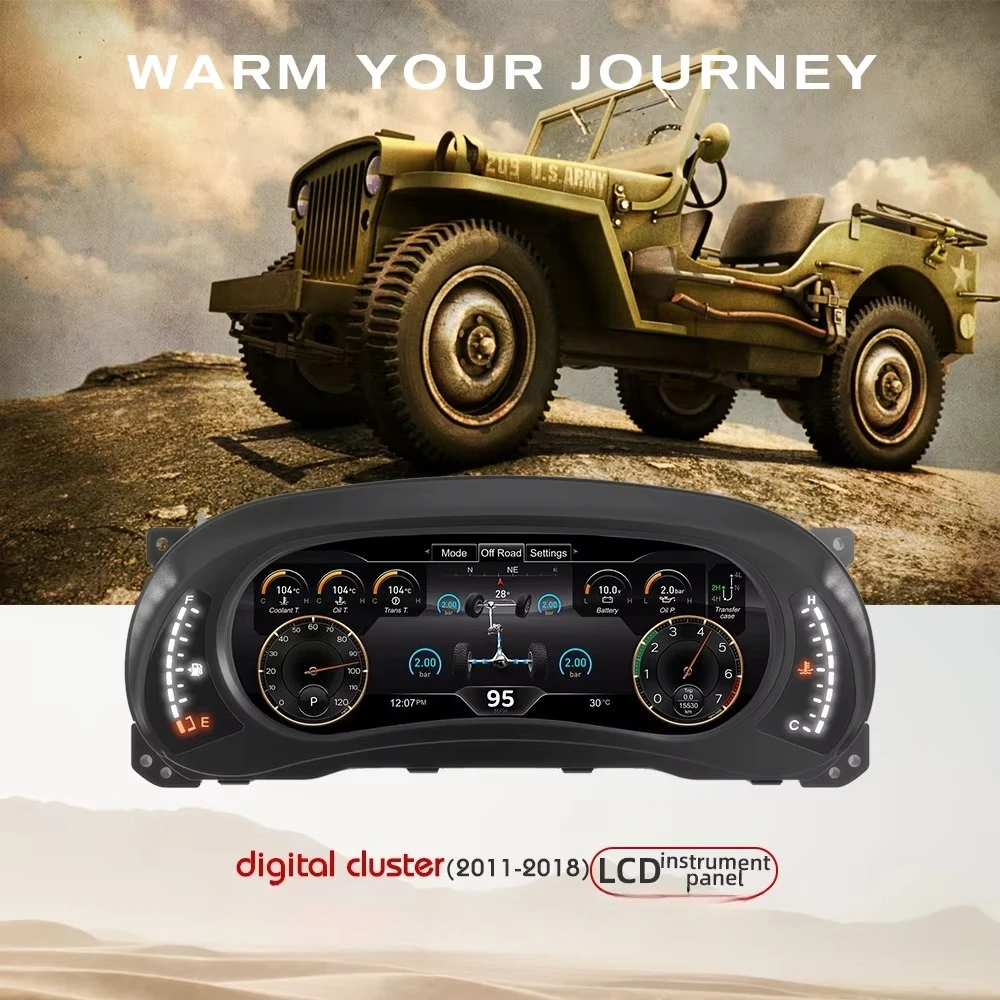LCD Instrument Cluster for Wrangler 2011-2018 Car Linux System Speedometer CarPlay Dashboard Digital Cluster