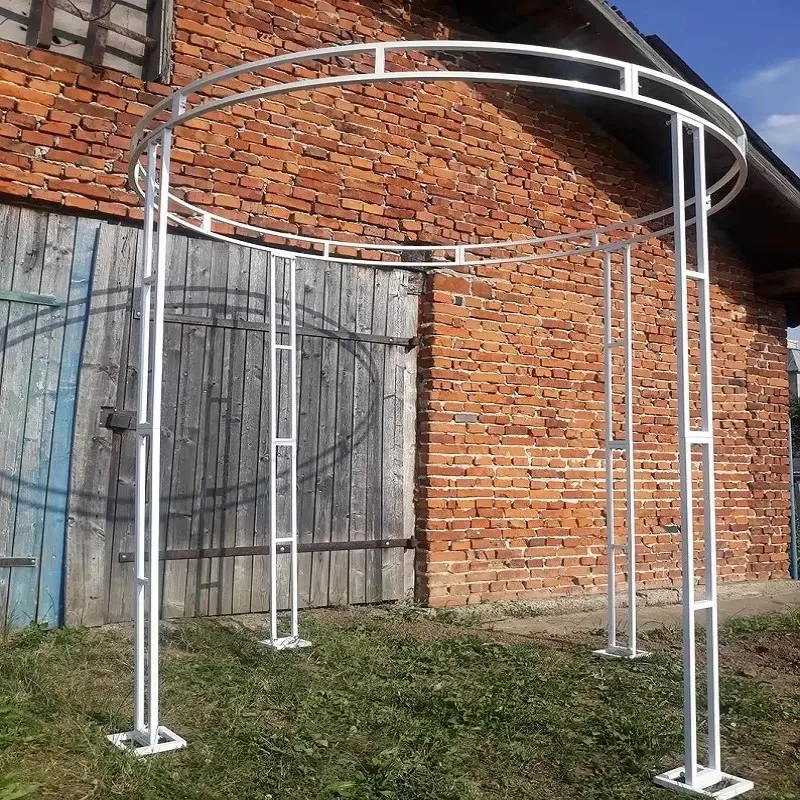Gebogener Hochzeitsbogen aus Metall, Blumenständer für Zeremonien-Hintergrund, Verlobungsfeier, Außendekoration – Detail 5