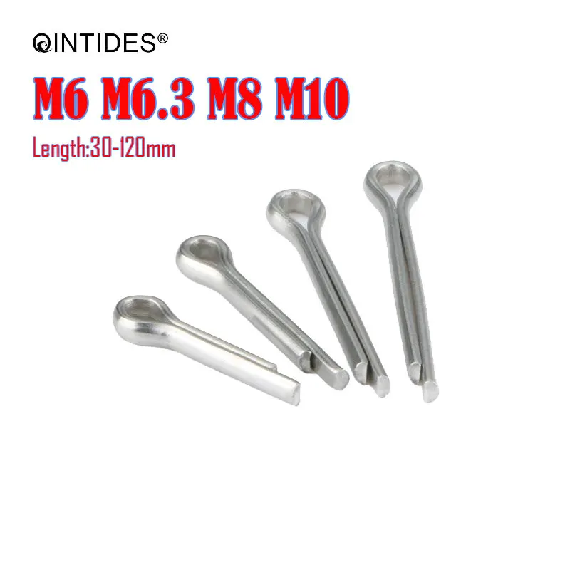 

10-100Pcs M6 M6.3 M8 M10 Split Pins Length:30-100mm 304 Stainless Steel Cotter Pin Spring Pins Distribution Pin Latch