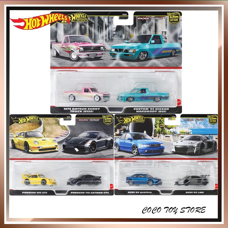 

S Hot Wheels 1/64 Моделирование Porsche Car Culture Dual Car Series Модель 993/718 Audi Nissan Cars Модель Мальчик Рождественская игрушка в подарок