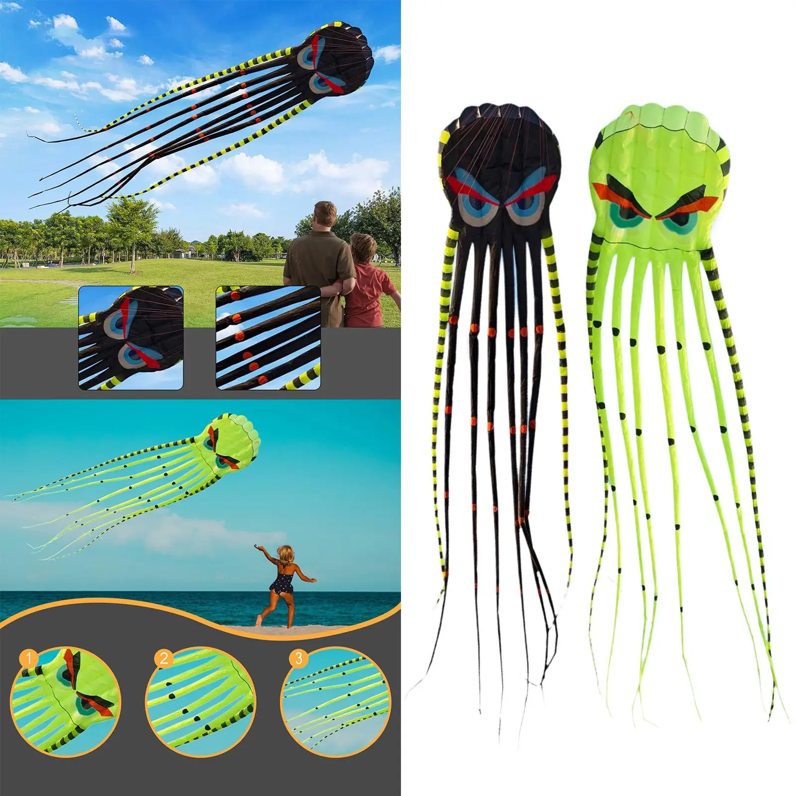 

Octopus Kite Lightweight Huge Easy Flyer for Backyard Grassland Travel