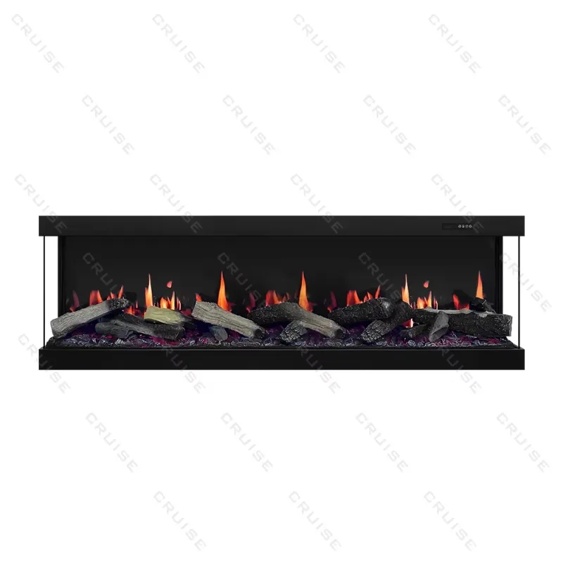 CRUISE Intelligent Remote Synchronization Of Burning Wood Sound Picture 3sided 640/1250/1850/2470mm Lcd Holographic Fireplace
