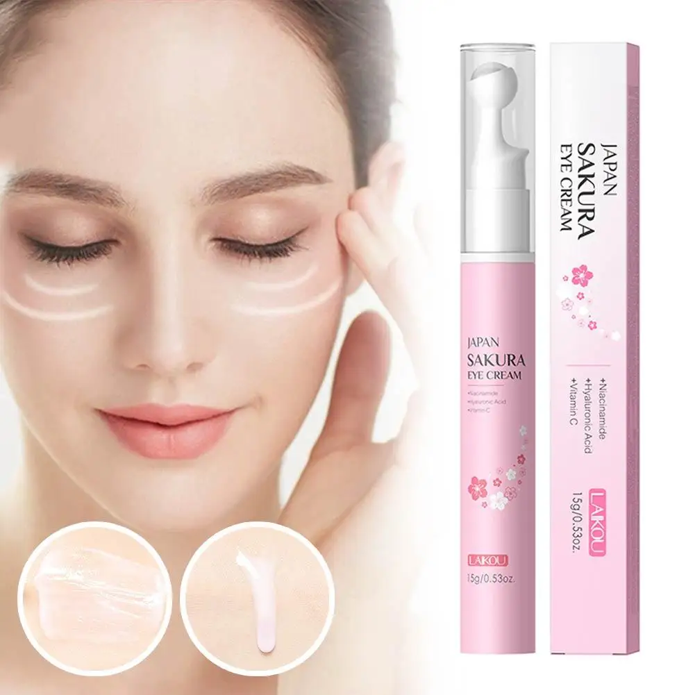 Sakura Anti- Wrinkle Eye Cream With Roller Ball Quick Hyaluronic Refreshing Drying Serum Eye 15ml Hydrating Acid S5V5
