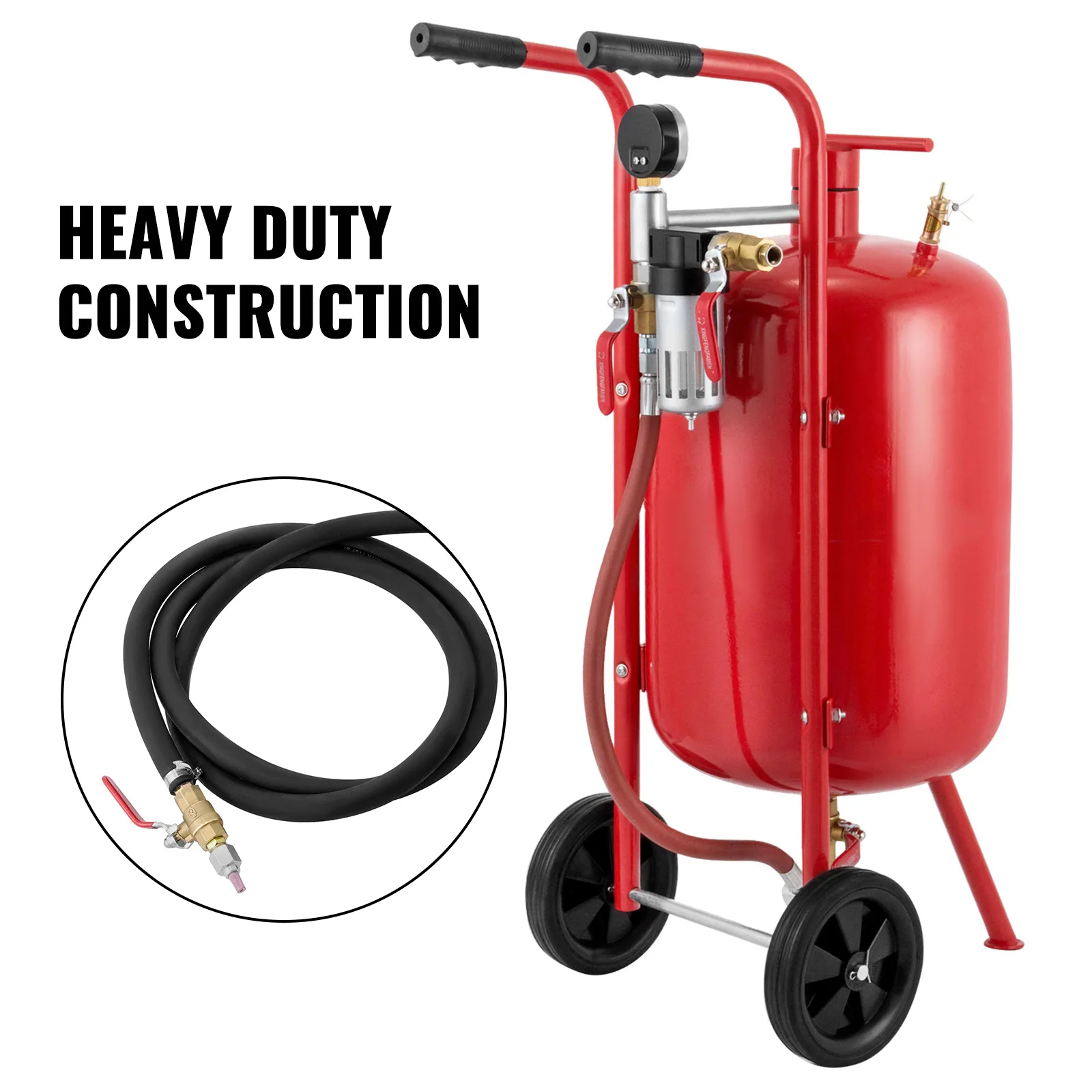 VEVOR 40L 10Gal Sandblaster Heavy Duty Steel Abrasive Air Sand Blaster Mobile Rust Remove Surface Cleaning Recondition Machine