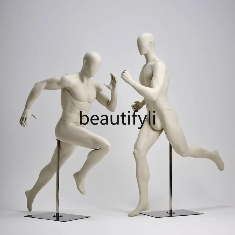 Clothing store sports running model display rack full body male and female half body mannequin window model display props