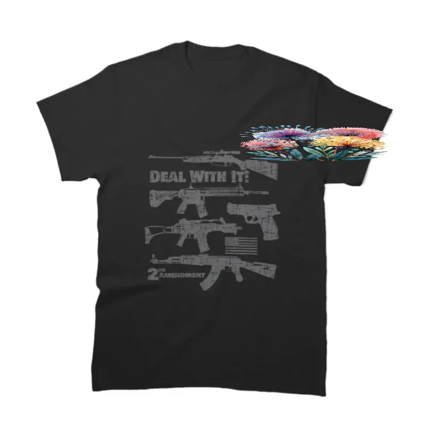 Deal with It, 2nd Amendment T-Shirt 100% Cotton O-Neck Summer Short Sleeve Casual Mens T-shirt Size S-3XL